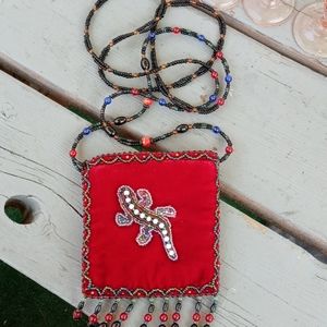 Handmade velvet and beaded purse